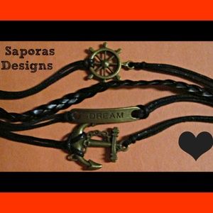 Multi-Layered Leather Bracelet With Charms